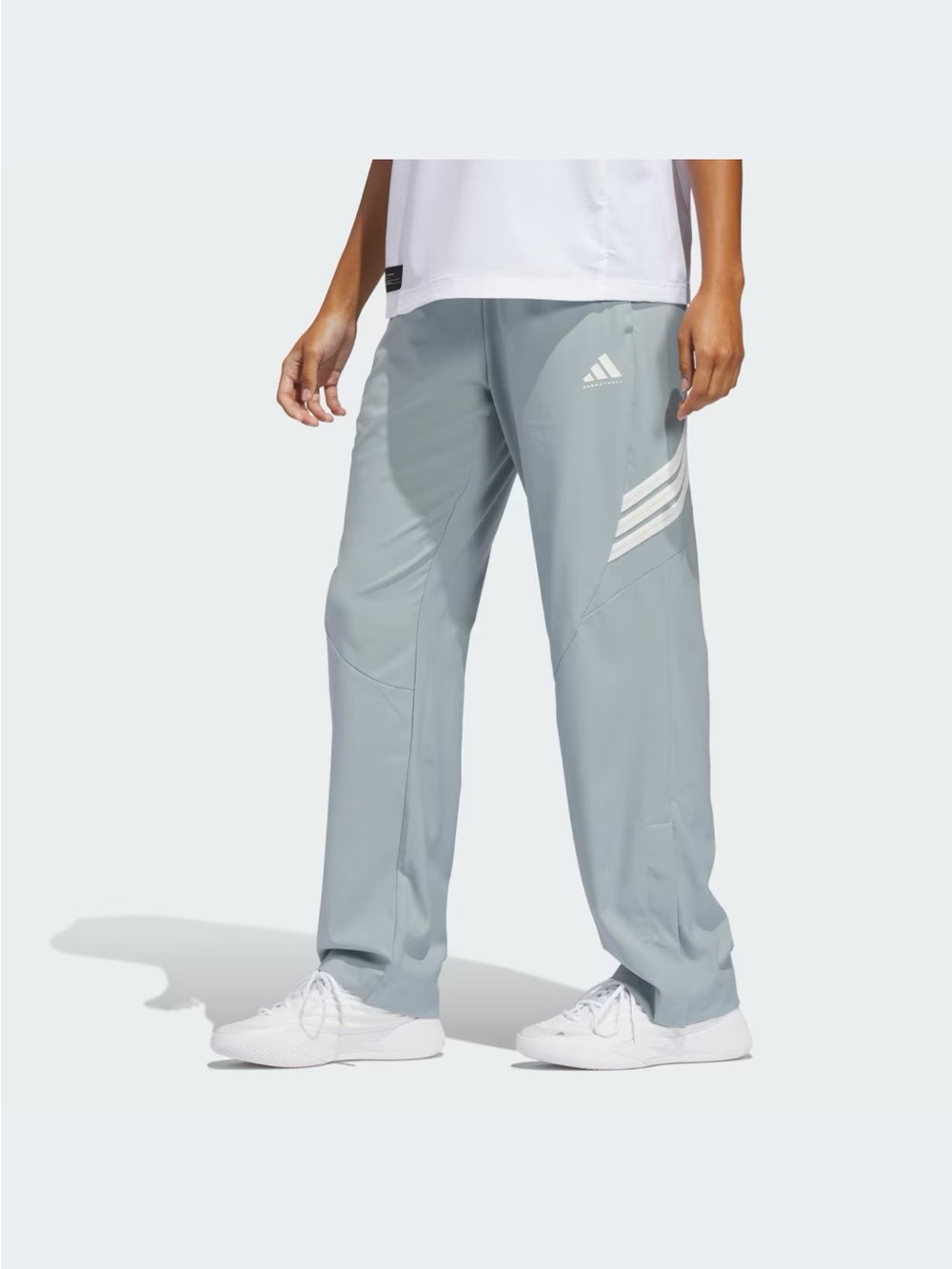 adidas Light Gray Athletic Joggers with White Stripes